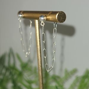 Sterling Silver Earrings Huggie Chain